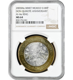 Mexico 100 pesos 2005, NGC MS64, "400th Anniversary - Don Quixote"