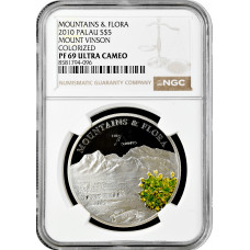 Palau 5 dollars 2010, NGC PF69 UC, "Mountains and Flora - Mount Vinson"