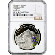 Palau 5 dollars 2010, NGC PF70 UC, "Mountains and Flora - Alpspitze" Top Pop