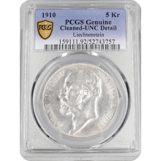 Liechtenstein 5 Kronen 1910, PCGS UNC Det., "Prinz Johann II (1858 - 1929)"