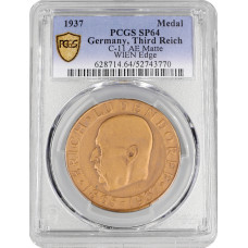 Germany - Third Reich bronze medal 1937, PCGS SP64, "Death of Erich Ludendorff"