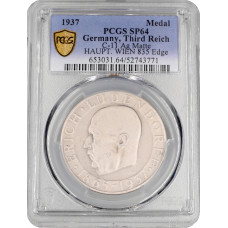 Germany - Third Reich silver medal 1937, PCGS SP64, "Death of Erich Ludendorff"