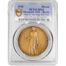 Deutschland - Bronzemedaille 1936, PCGS SP64, "Olympische Spiele 1936 in Berlin"