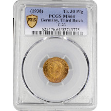 Deutschland - Drittes Reich 30 Pfennig 1938, PCGS MS64, "Hitler-Opferpfennige"