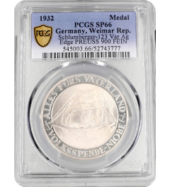 Weimarer Republik Silbermedaille 1932, PCGS SP66, "Untergang der Niobe"