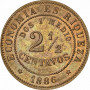 Чили 2.5 сентаво 1886 г. So, PCGS MS62 BN, "Республика Чили (1851 - 1898)"