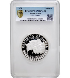 Süd Korea 1000 Won 1970, PCGS PR67 DCAM, "United Nations Forces in S. Korea"