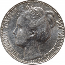 Niederlande 1 Gulden 1907, AU, "Königin Wilhelmina (1890 - 1948)"