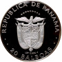 Panama 20 Balboas 1984 FM, PROOF, "Vasco Nunez de Balboa" Silbermünze