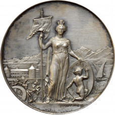 Швейцария серебряная медаль 1891 г., UNC, "Стрелковый фестиваль в Морже"