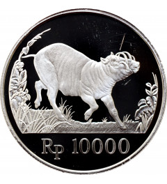 Индонезия 10000 рупий 1987 г., PROOF, "Дикая природа - Бабируса"