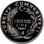 Турция 1.500.000 лир 1997 г., PROOF, "Хайреддин Барбаросса /корабль/"