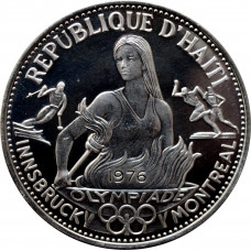Haiti 50 Gourdes 1974, PROOF, "1976 Innsbruck-Montreal Olympiad" Silbermünze