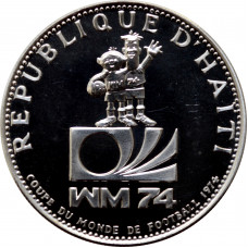Haiti 25 Gourdes 1973, PROOF, "FIFA Fußball-Weltmeisterschaft 1974" Silbermünze 