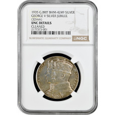 Великобритания Медаль 1935 г., NGC UNC Det., "Серебряный юбилей Георга V" BHM-4249