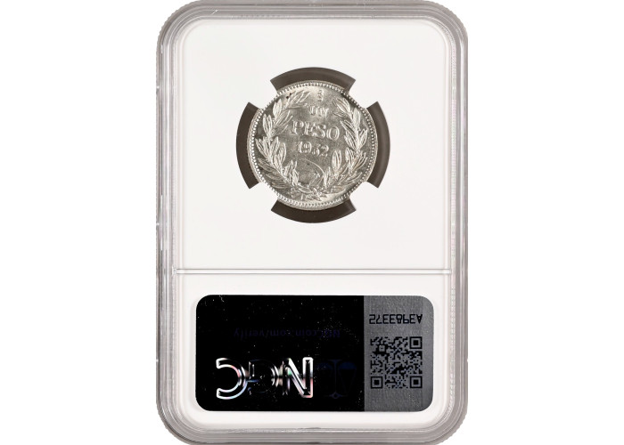 Chile 1 peso 1932 So, NGC MS65, "Republic of Chile (1899 - 1968)" silver coin