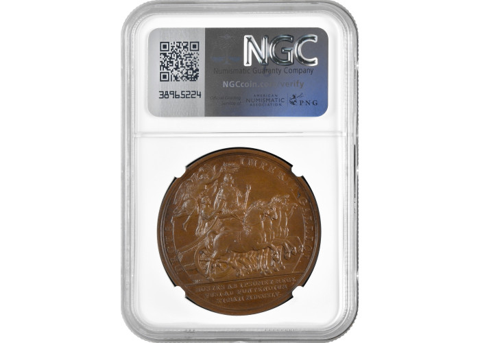 France bronze medal 1745, NGC MS64 BN, "Battle of Fontenoy" Top Pop