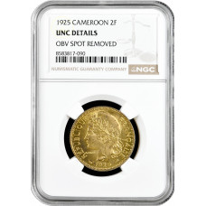 Kamerun 2 Franken 1925, NGC UNC Det., "UN-Treuhandgebiete (1924 - 1948)"