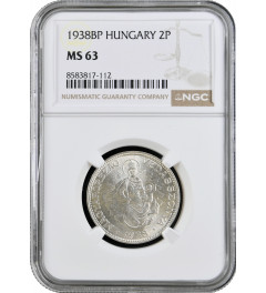 Hungary 2 pengo 1938 BP, NGC MS63, "Regency (Pengo) (1926 - 1945)" silver coin