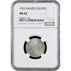 Данциг 1 гульден 1923 г., NGC MS64, "Вольный город Данциг (1923 - 1939)"