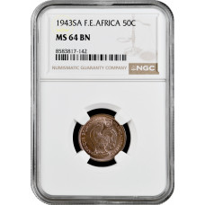 French Equatorial Africa 50 centimes 1943 SA, NGC MS64 BN, "Colony (1942-1958)"