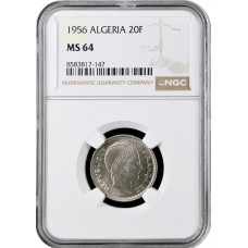 Algeria 20 francs 1956, NGC MS64, "French colony (1949 - 1956)" Top Pop 2/0
