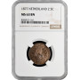 Netherlands 2.5 cents 1877, NGC MS63 BN, "King William III (1849 - 1890)"