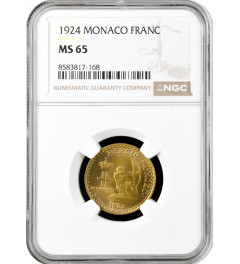Monaco 1 franc 1924, NGC MS65, "Prince Louis II (1922 - 1949)"
