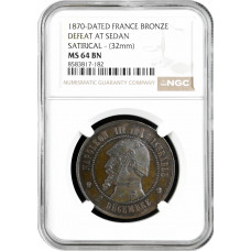 Франция 10 сантимов 1870 г., NGC MS64 BN, "Поражение Седана"