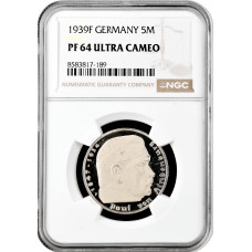 Deutschland - Drittes Reich 5 Reichsmark 1939 F, NGC PF64 UC, "Nazi Deutschland"