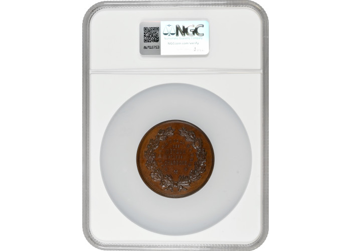 Belgium bronze medal 1885, NGC MS63 BN, "Railway 50th Anniversary" Top Pop