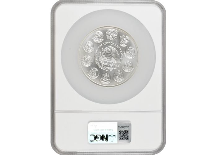 Мексика 5 онз 1998 г. Mo, NGC MS67, "Серебряная инвестиционная монета "Свобода"