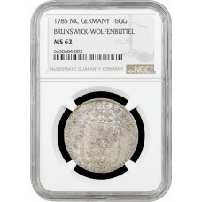 Brunswick-Wolfenbuttel 16 groschen 1785 MC, NGC MS62, "Charles Ferdinand"