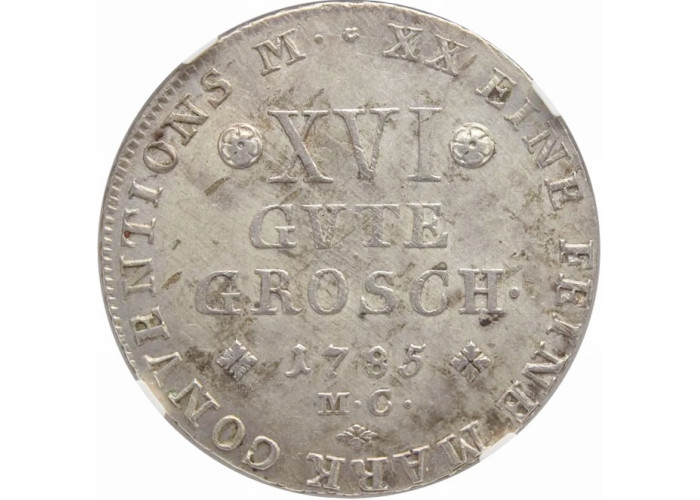 Brunswick-Wolfenbuttel 16 groschen 1785 MC, NGC MS62, "Charles Ferdinand"