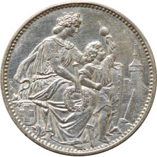 Switzerland 5 francs 1865, AU, "Schaffhausen Shooting Festival" silver coin