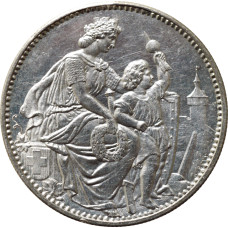 Switzerland 5 francs 1865, UNC Det, "Schaffhausen Shooting Festival" silver coin