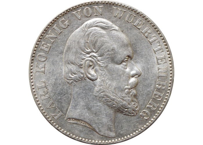 Wurttemberg 1 thaler 1871, UNC, "Victorious Conclusion of Franco-Prussian War"