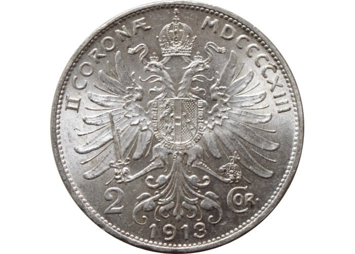 Austria 2 corona 1912, BU, "Emperor Franz Joseph I (1848 - 1916)" silver coin