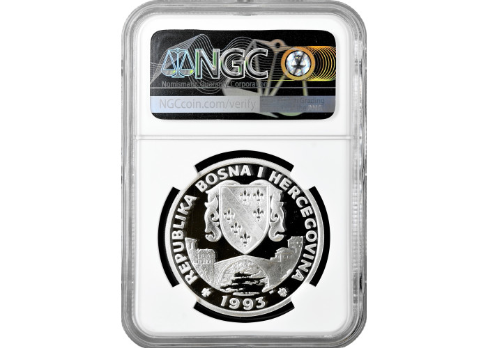 Босния и Герцеговина 750 динаров 1993 г. PM, NGC PF70 UC, "Олимпиада - Бобслей" Top Pop 1/0