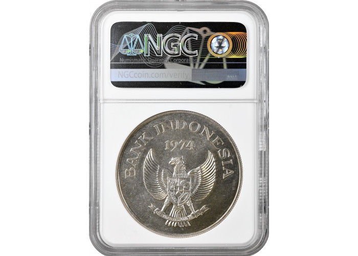 Indonesien 5000 Rupiah 1974, NGC MS64, "Orang-Utan" Silbermünze