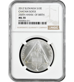 Slovakia 10 euro 2012, NGC MS70, "250th Anniv. - Birth of Chatam Sofer" Top Pop