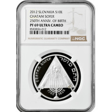 Slovakia 10 euro 2012, NGC PF69 UC, "250th Anniv. - Birth of Chatam Sofer"