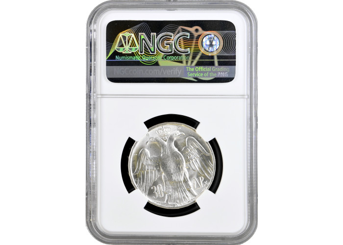 Greece 30 drachmai 1964, NGC MS65, "Royal Marriage" silver coin