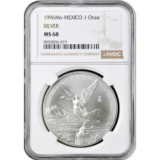 Mexico 1 onza 1996 Mo, NGC MS68, "Silver Bullion Coinage "Libertad"