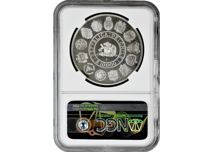 Chile 10000 pesos 1991, NGC PF67 UC, "500th Anniversary - Discovery of America"