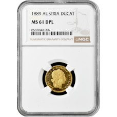 Австрия 1 дукат 1889 г., NGC MS61 PL, "Император Франц Иосиф (1848 - 1916)"