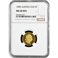 Австрия 1 дукат 1889 г., NGC MS60 PL, "Император Франц Иосиф (1848 - 1916)"