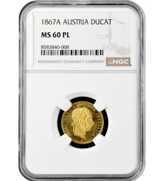 Austria 1 ducat 1867 A, NGC MS60 PL, "Emperor Franz Joseph I (1848 - 1916)" gold