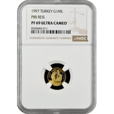 Turkey 1.000.000 lira 1997, NGC PF69 UC, "Piri Reis" gold coin Top Pop 1/0