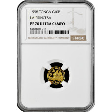 Тонга 10 паанга 1998 г., NGC PF70 UC, "Затопление пиратского корабля "Порт-о-Пренс" Top Pop